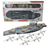 
              31 Inch Toy Aircraft Carrier with Sound Effects Military Vehicles and 6 Drones
            