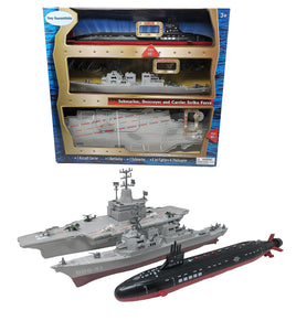 Toy Aircraft Carrier Submarine and Battleship Destroyer Combo with 8 Mini Fighter Jets